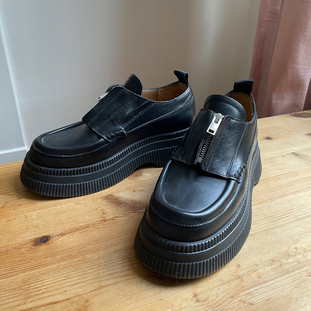 GANNI Wallaby Zip Creeper Loafers 38 8